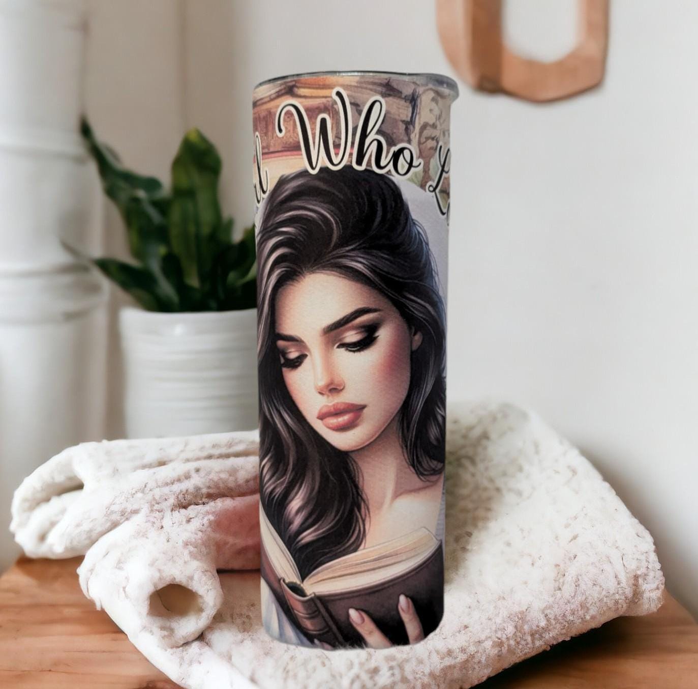 Just A Girl Who Loves Books 20oz Tumbler Can Be Personalized, Great For Everyday Use - Hot Or Cold Drinks, Gift For Book Lover