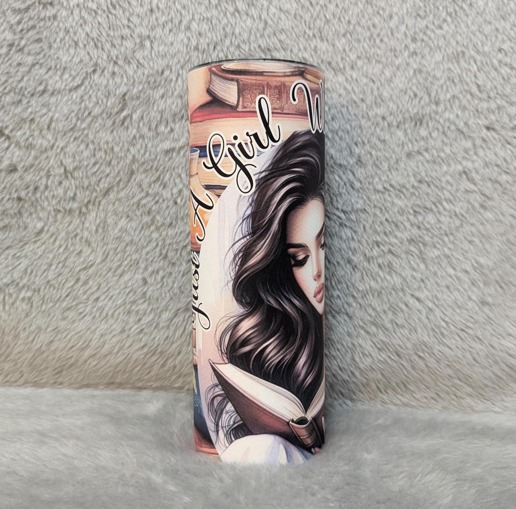 Just A Girl Who Loves Books 20oz Tumbler Can Be Personalized, Great For Everyday Use - Hot Or Cold Drinks, Gift For Book Lover