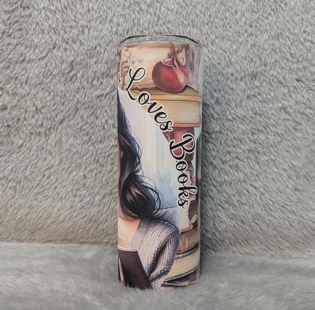 Just A Girl Who Loves Books 20oz Tumbler Can Be Personalized, Great For Everyday Use - Hot Or Cold Drinks, Gift For Book Lover