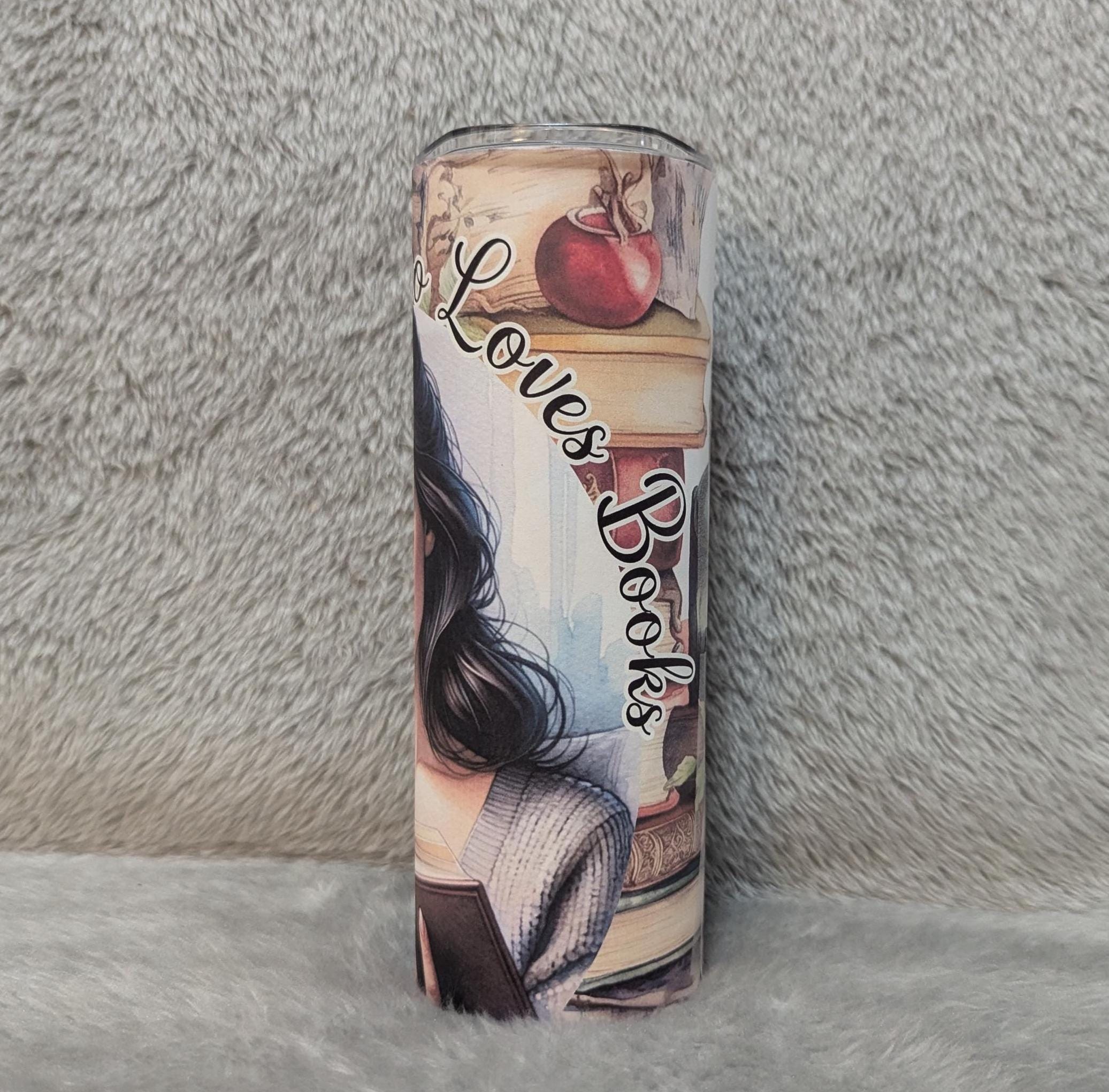 Just A Girl Who Loves Books 20oz Tumbler Can Be Personalized, Great For Everyday Use - Hot Or Cold Drinks, Gift For Book Lover