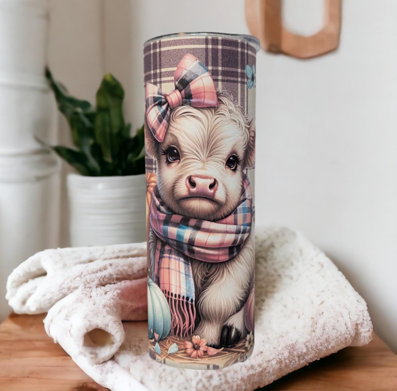 Fall Highland Cow 20oz Tumbler Can Be Personalized, Great For Hot Or Cold Drinks - Home Or On The Go, Highland Cow Tumbler With Straw