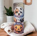 Cute Halloween Puppies 20oz Tumbler Can Be Personalized, Ghost Puppy Tumbler, Halloween Gift, Includes A Straw, Halloween Party Gift For Her