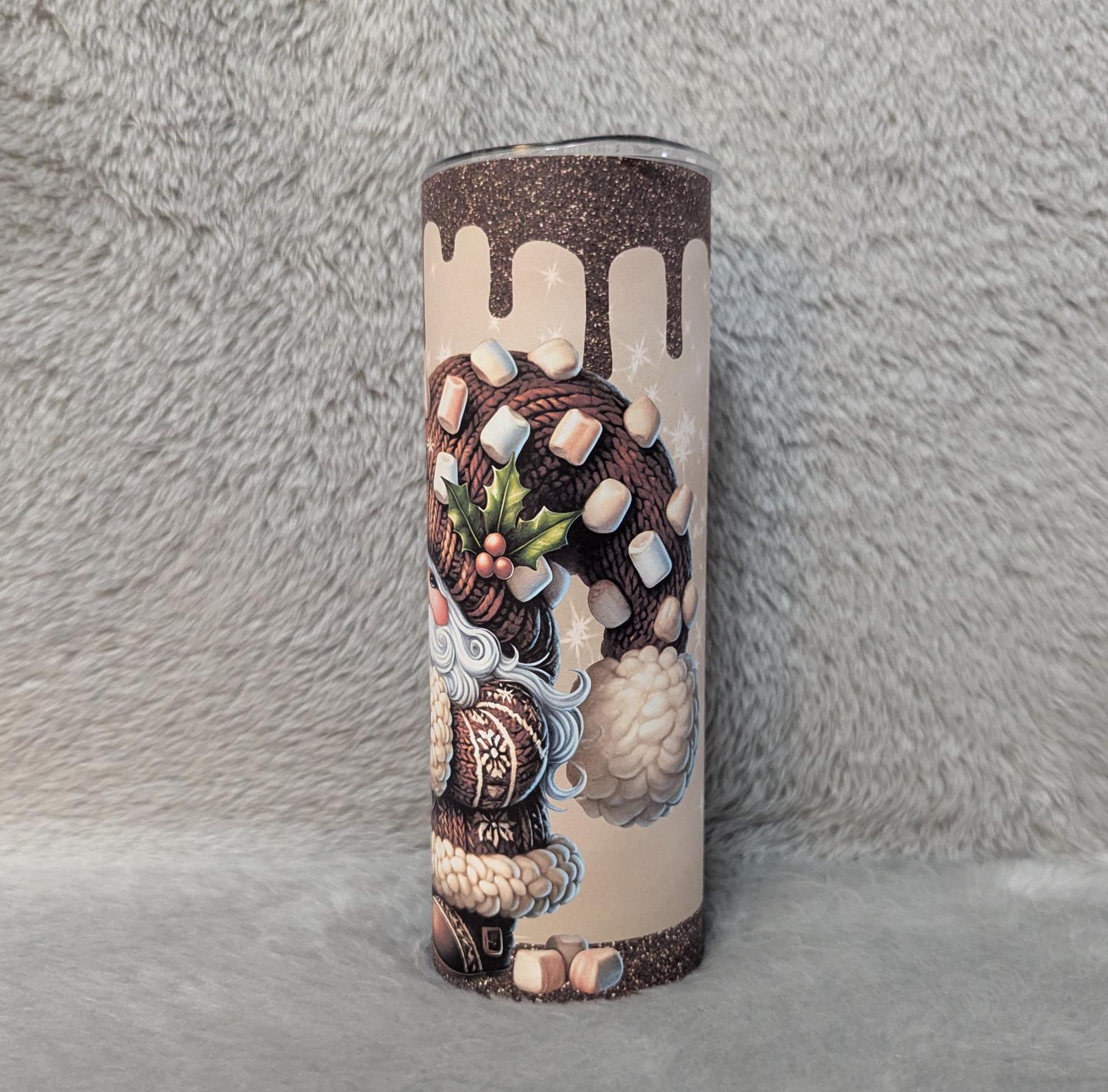 Gnome Tumbler with A Gnome Enjoying A Cup Of Hot Cocoa Can Be Personalized, Gnome Lover Gift, Includes Reusable Straw, Hot Or Cold Drinks