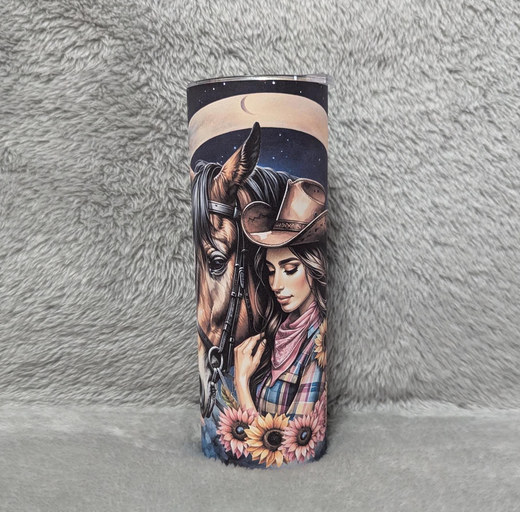 Cowgirl Tumbler with Her and Her Horse Can Be Personalized - Perfect Gift for Horse Lovers,  Cup With Name, Horse Lover Gift For Her