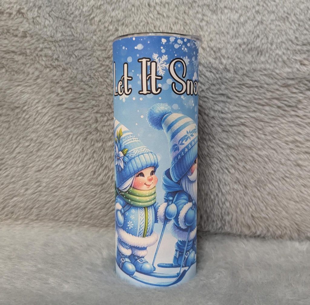 Let it Snow Gnome Tumbler Includes A Reusable Straw, Holiday Gift, Winter Gnomes Tumbler, Great For Hot and Cold Beverages