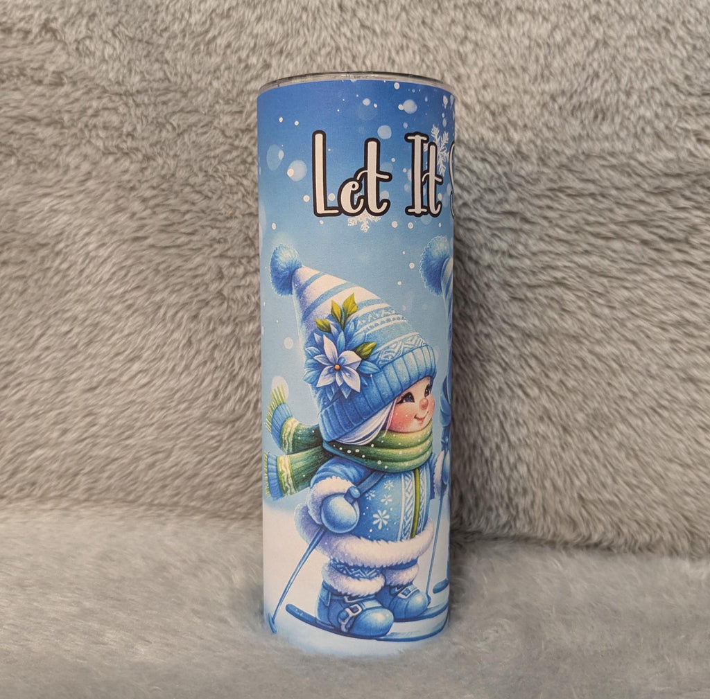 Let it Snow Gnome Tumbler Includes A Reusable Straw, Holiday Gift, Winter Gnomes Tumbler, Great For Hot and Cold Beverages