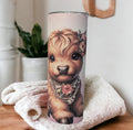 Highland Cow Tumbler Can Be Personalized, 20oz Tumbler With Reusable Straw - For Hot Or Cold Drinks, Highland Cow Lover's Gift