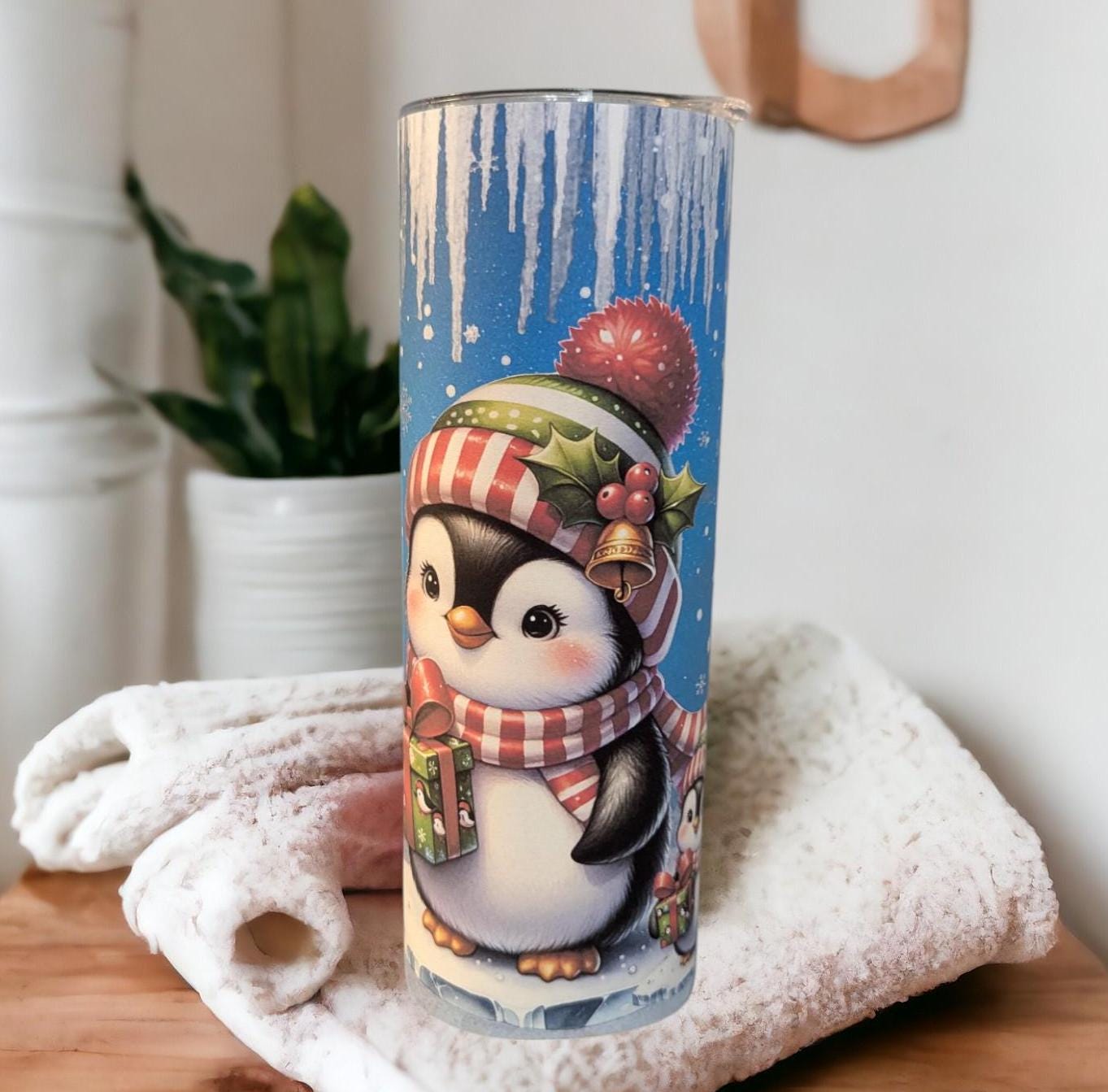 Christmas Penguin Tumbler Can Be Personalized, Christmas Penguin Tumbler, Cup With Name, Christmas Gift, Holiday Tumbler, 20oz Tumbler