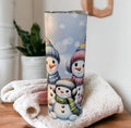 Snowman Tumbler With A Snowman Family in A Winter Scene, Great Gift For Winter and Snowman Lover, Includes a Lid and Straw