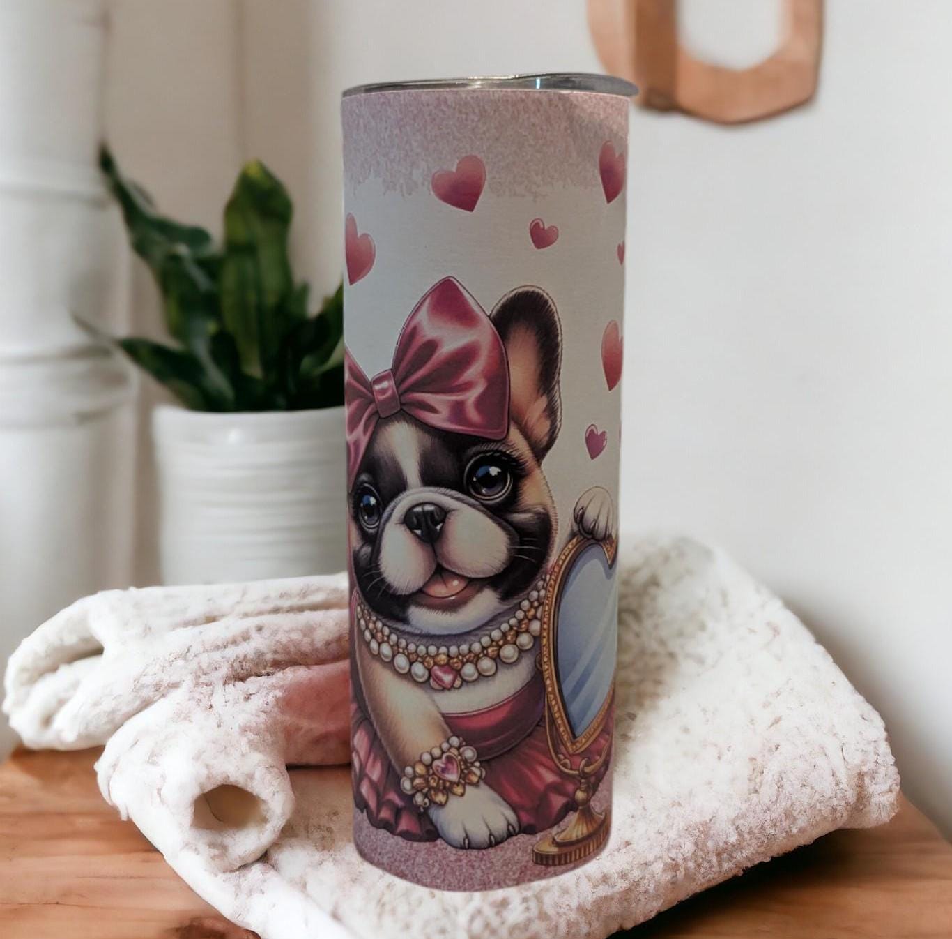 French Bulldog Tumbler That Can Be Personalized Includes A Straw, Dog Gifts, Dog Tumbler, Dog Lover Gift, Hot Or Cold Drinks