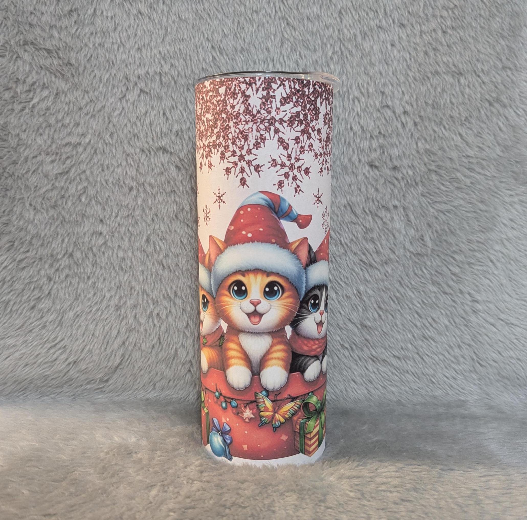 Christmas Kittens Tumbler Can Be Personalized, Christmas Tumbler Gift, Cup With Name, Christmas Gift, Holiday Tumbler, 20oz Tumbler