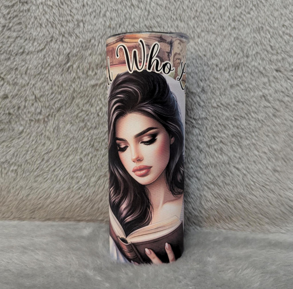 Just A Girl Who Loves Books 20oz Tumbler Can Be Personalized, Great For Everyday Use - Hot Or Cold Drinks, Gift For Book Lover