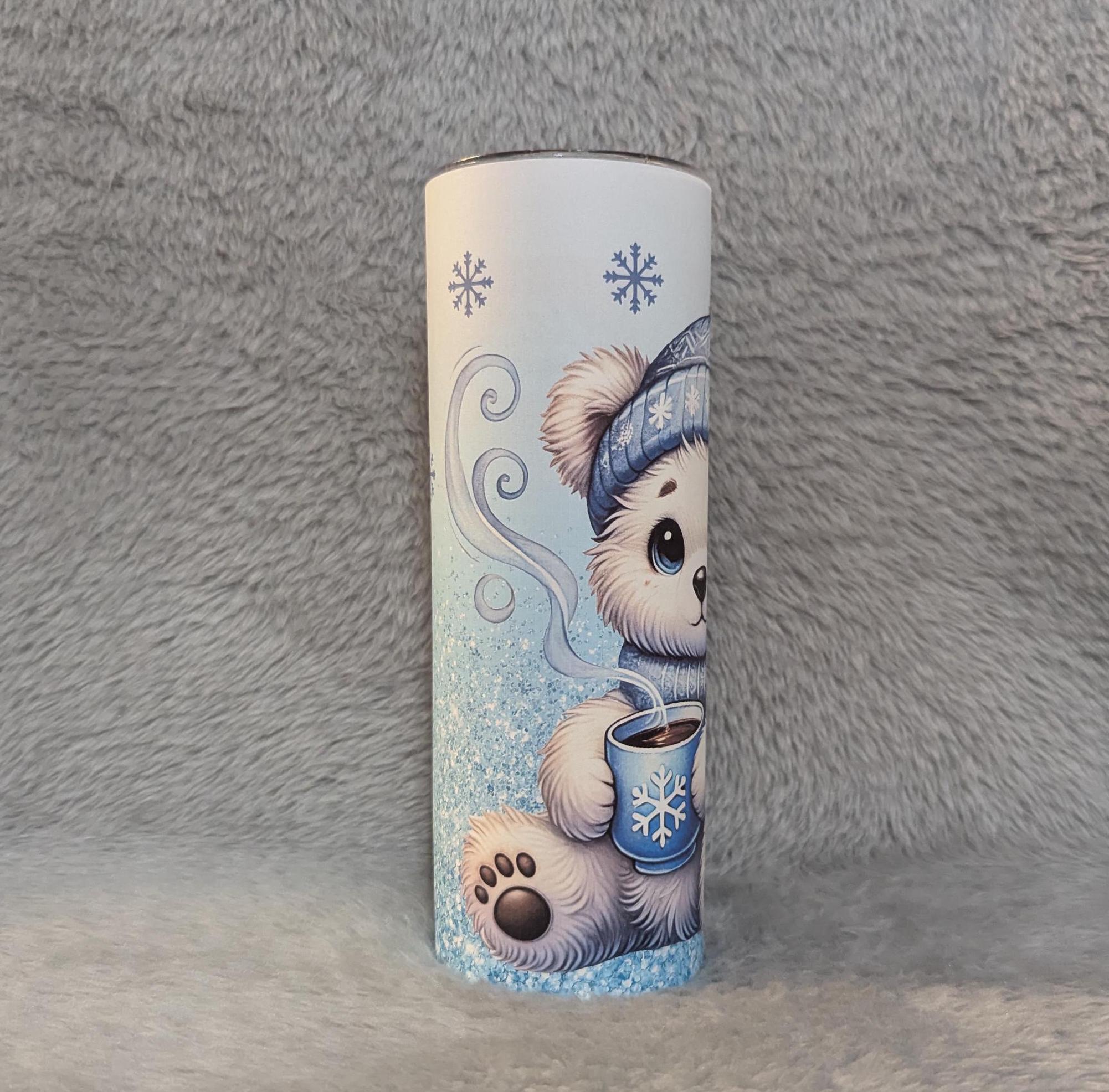 Cute Winter Polar Bear Tumbler Can Be Personalized, Hot Or Cold Drinks, Bear Cup With Name, Polar Bear Cup, Bear Gifts, Polar Bear Gifts