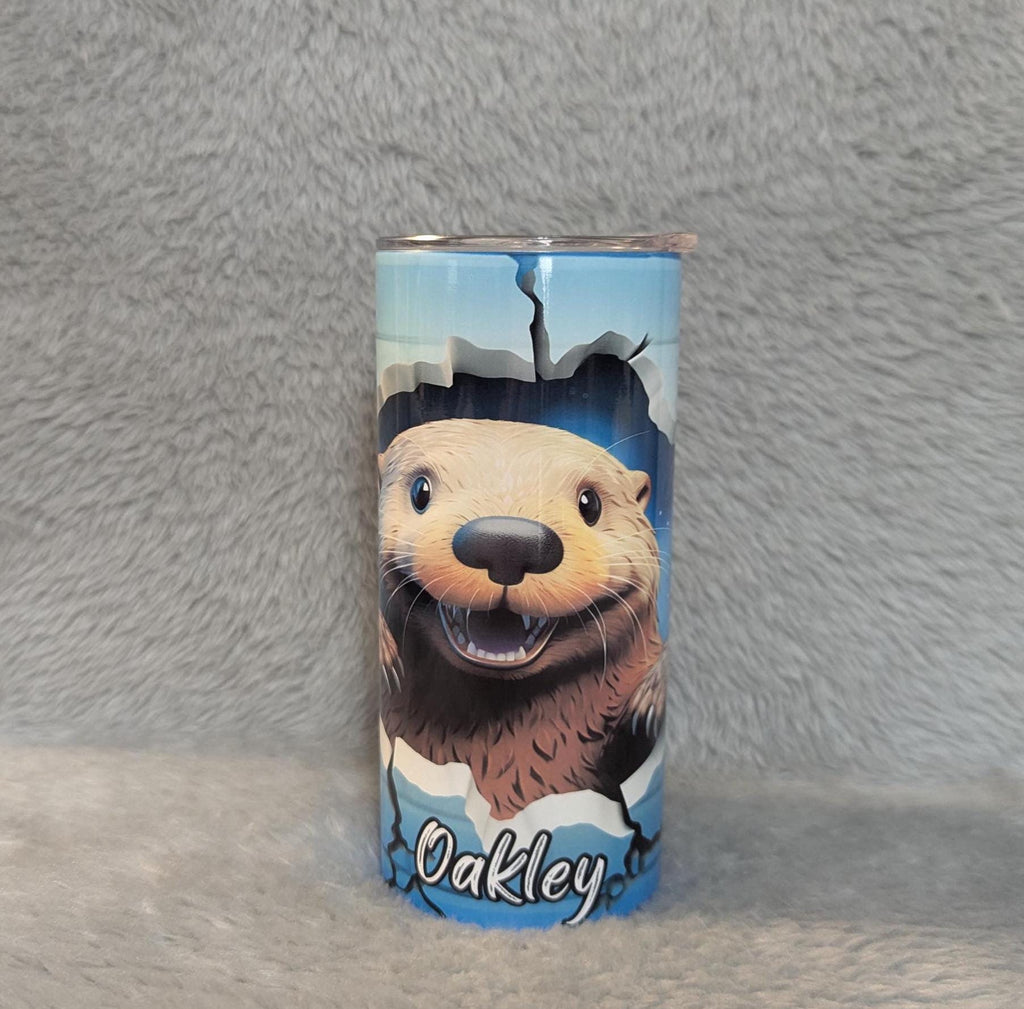 Adorable Kids Otter Tumbler with Peek-a-Boo Design, Includes Lid and Straw, Kids 15oz Tumbler Great For Home Or On The Go