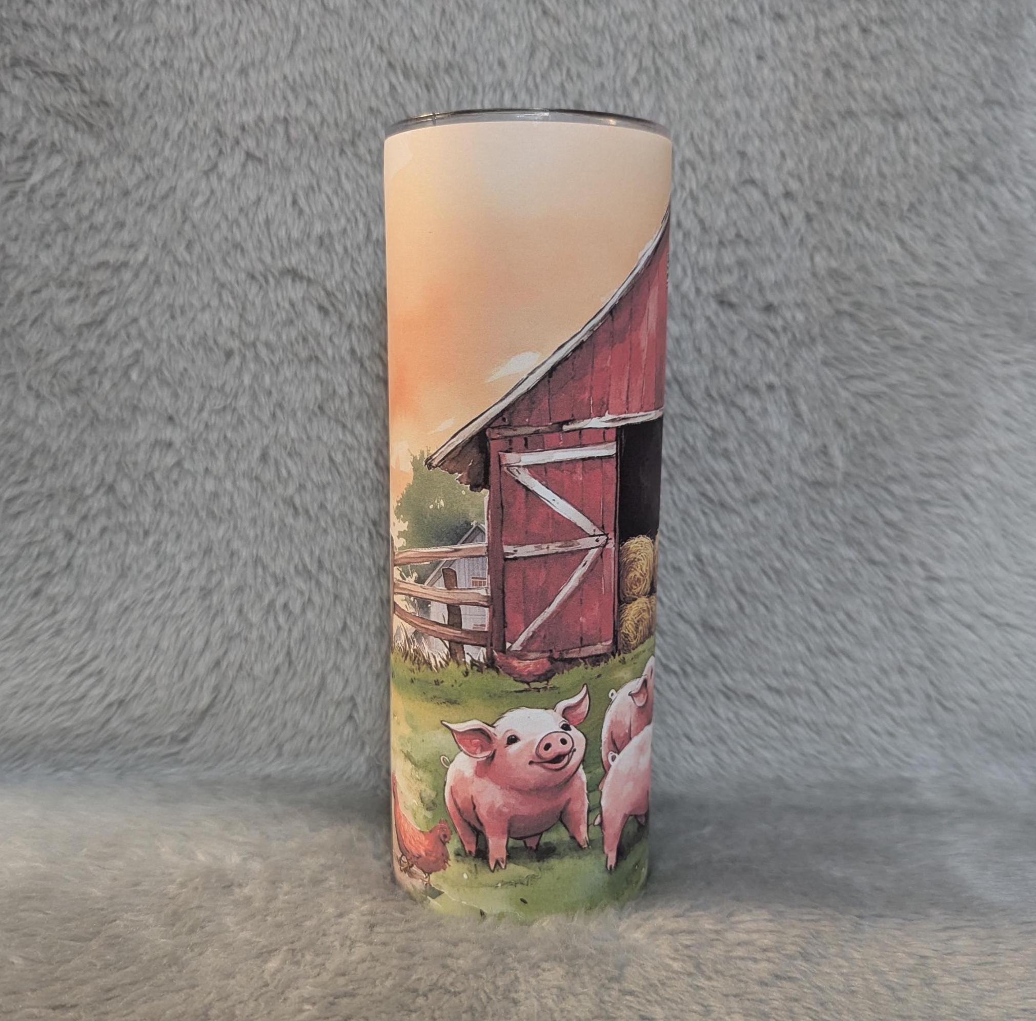Cute Pig Tumbler That Can Also Be Personalized, 20oz Skinny Tumbler For Hot Or Cold Drinks, Beautiful Gift For Pig Lovers