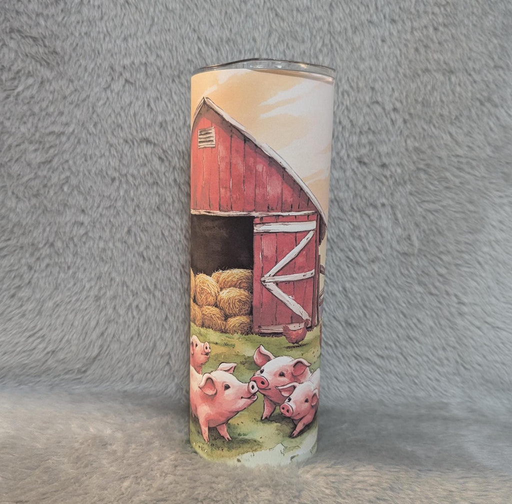 Cute Pig Tumbler That Can Also Be Personalized, 20oz Skinny Tumbler For Hot Or Cold Drinks, Beautiful Gift For Pig Lovers