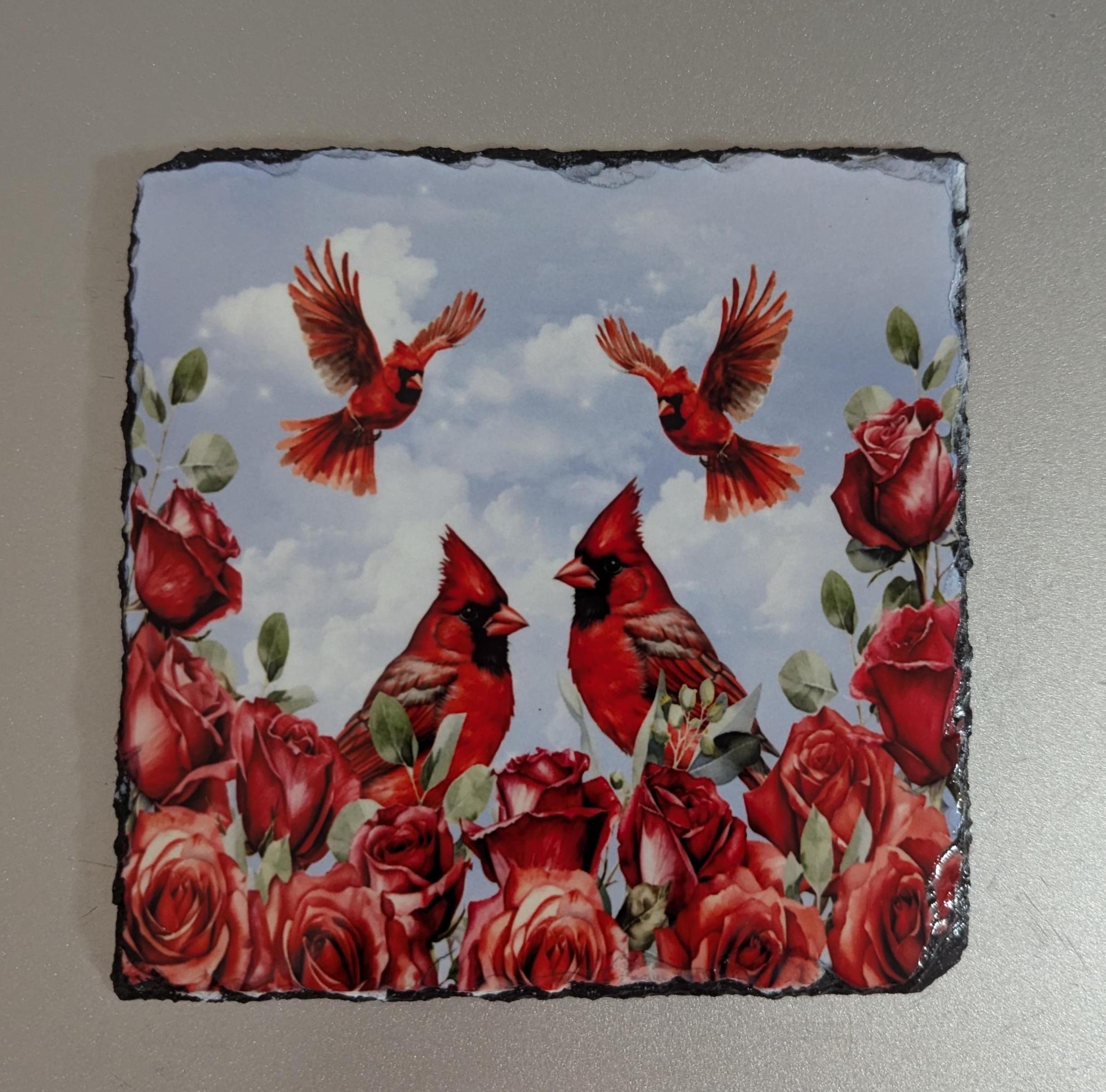 Slate Cardinal Picture With Display Legs