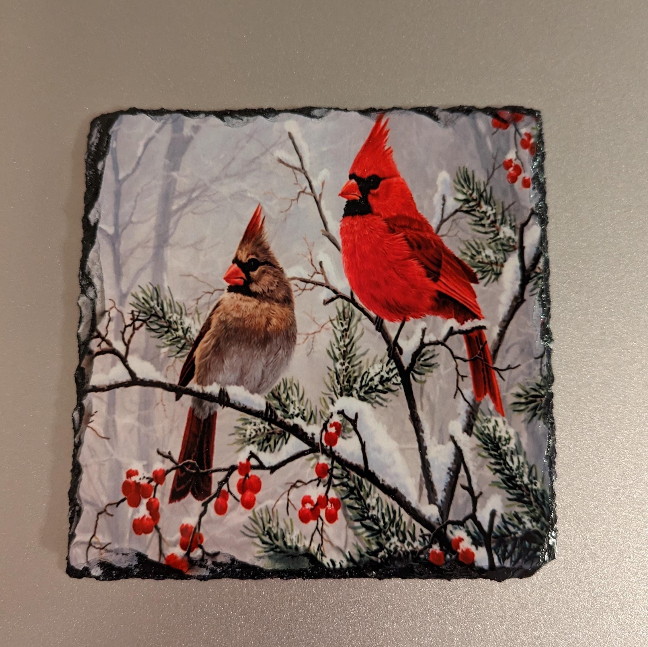 Slate Cardinal Picture With Display Legs