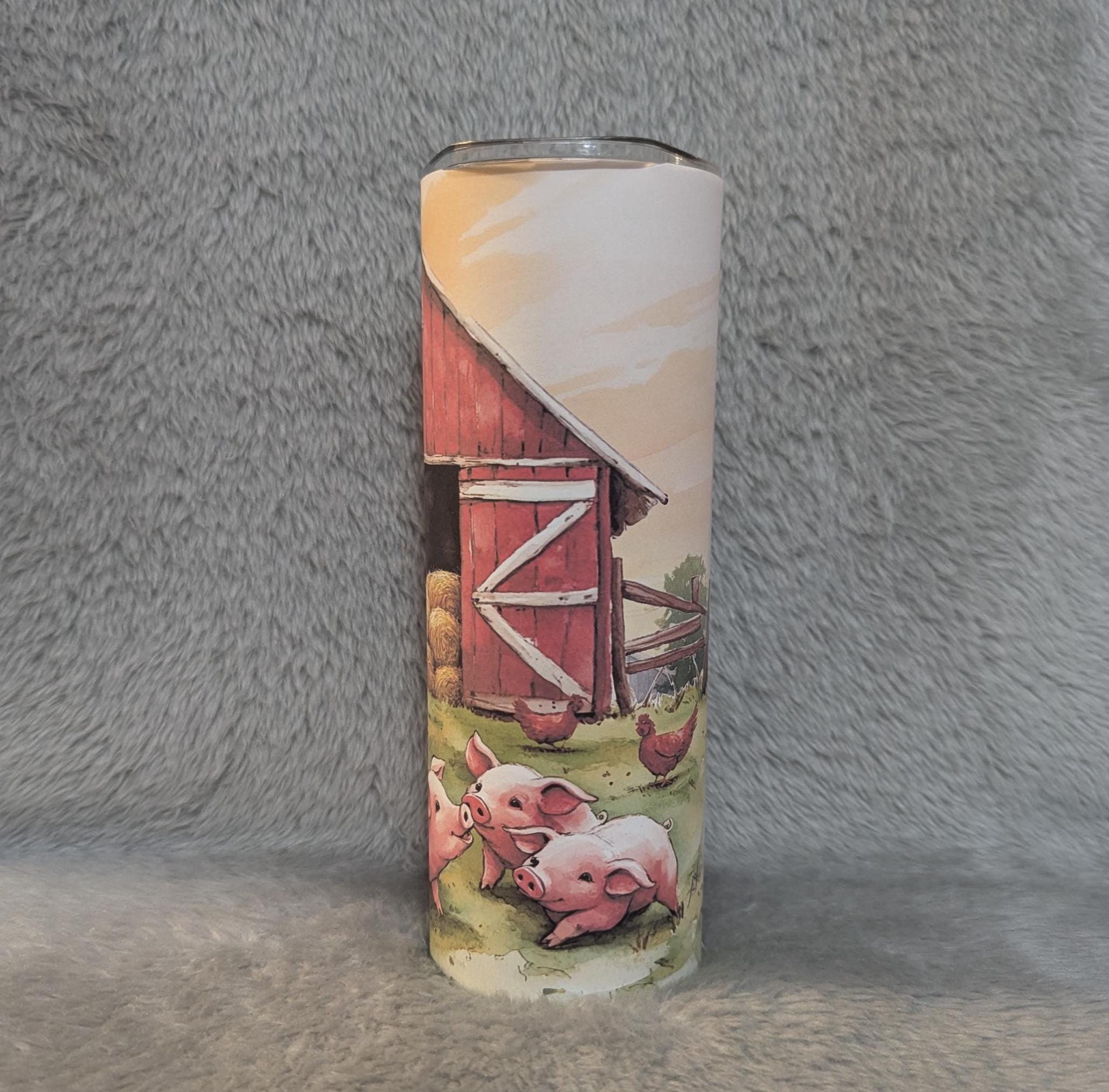 Cute Pig Tumbler That Can Also Be Personalized, 20oz Skinny Tumbler For Hot Or Cold Drinks, Beautiful Gift For Pig Lovers