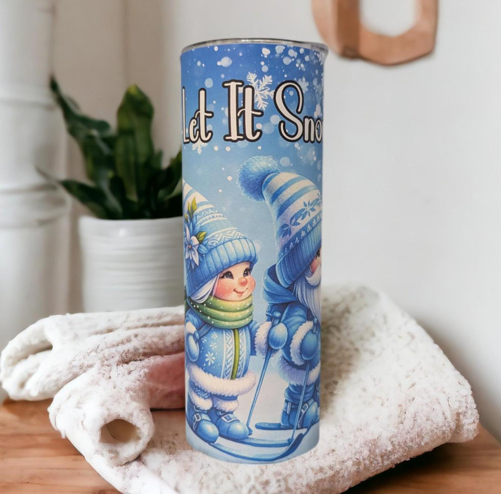 Let it Snow Gnome Tumbler Includes A Reusable Straw, Holiday Gift, Winter Gnomes Tumbler, Great For Hot and Cold Beverages