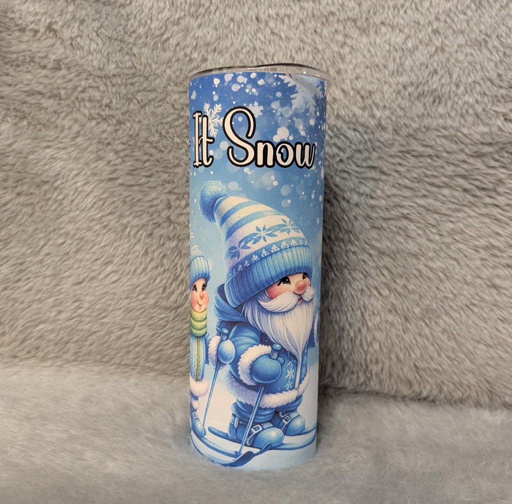 Let it Snow Gnome Tumbler Includes A Reusable Straw, Holiday Gift, Winter Gnomes Tumbler, Great For Hot and Cold Beverages