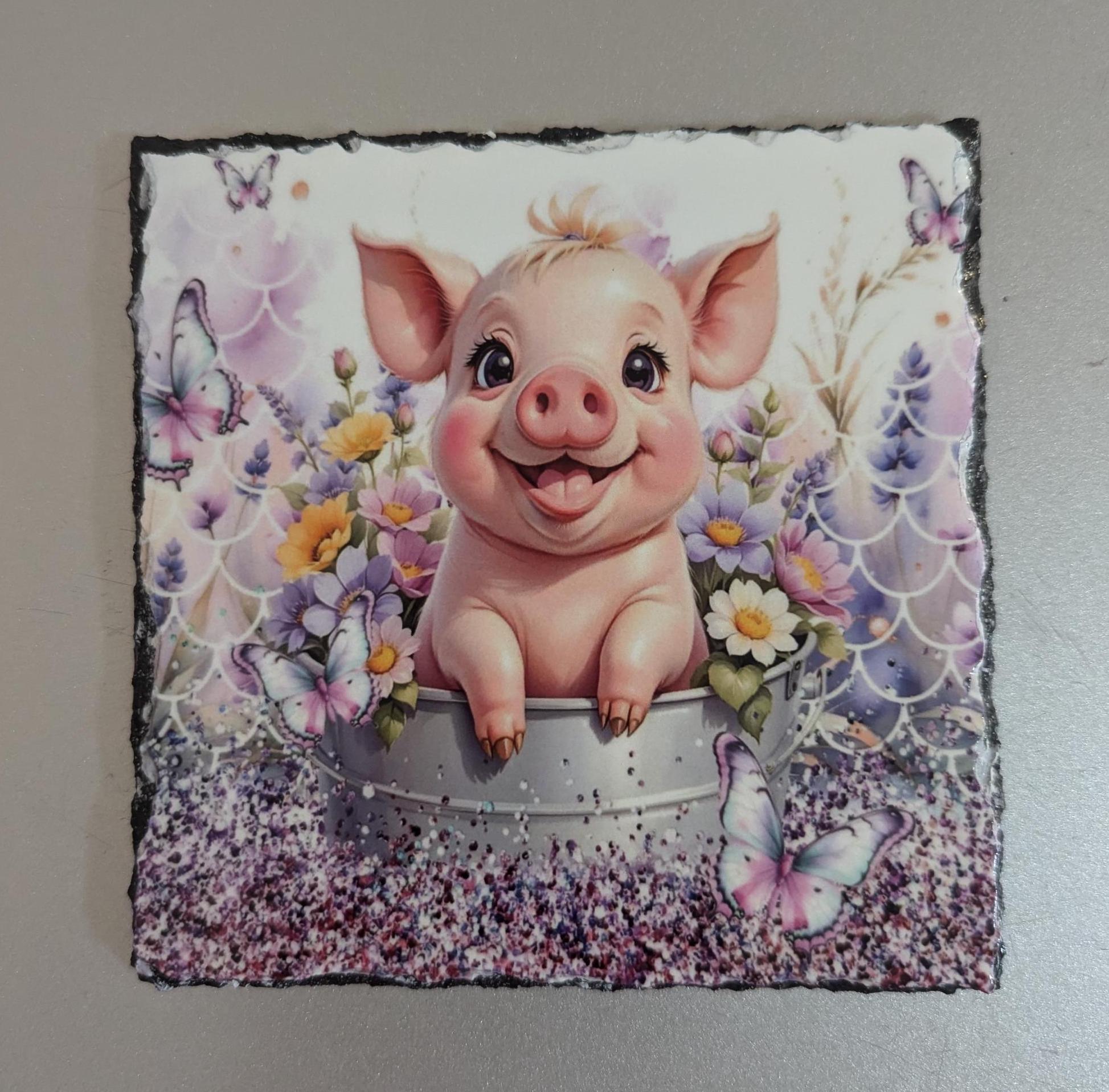 Slate Pig Picture With Display Legs