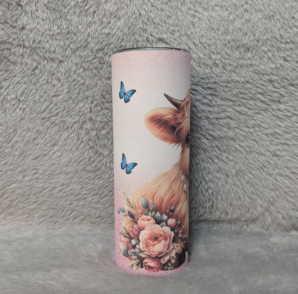 Highland Cow Tumbler Can Be Personalized, 20oz Tumbler With Reusable Straw - For Hot Or Cold Drinks, Highland Cow Lover's Gift