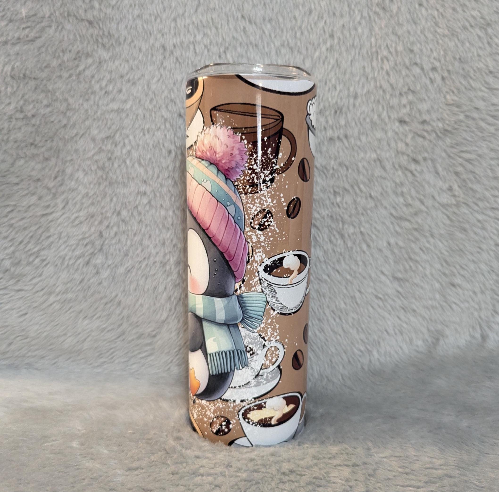 Cute Coffee Penguin Tumbler Can Be Personalized, Cup With Name, Penguin Lover Gift, Great For Everyday Use - Hot Or Cold Drinks