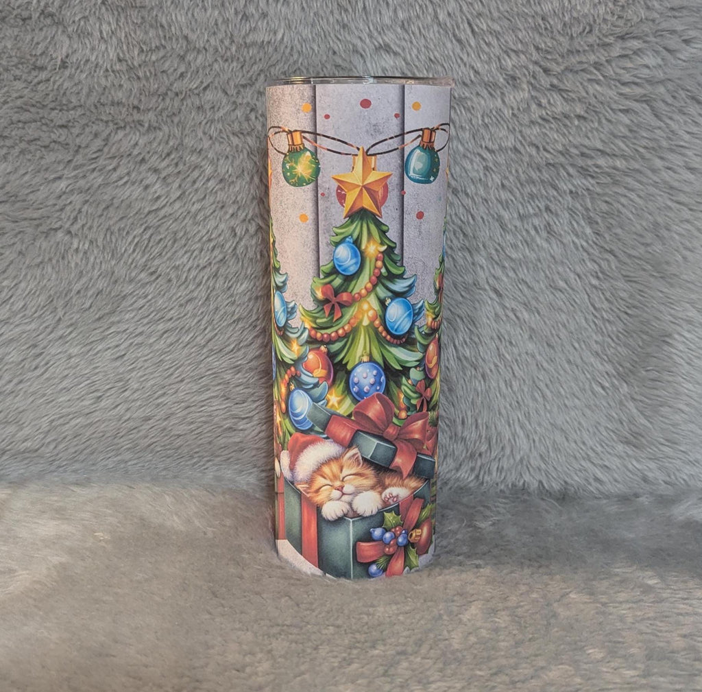 Christmas Cat Tumbler Can Be Personalized, Christmas Tumbler Gift, Cup With Name, Christmas Gift, Holiday Tumbler, 20oz Tumbler