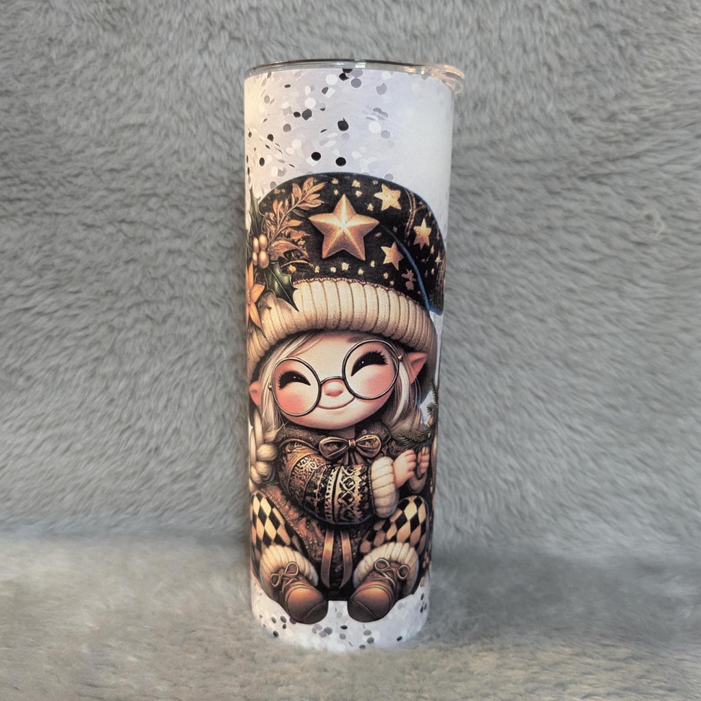 Cute Christmas Gnome Tumbler Can Be Personalized, Includes A Reusable Straw, Winter Gnomes Tumbler, Great For Hot and Cold Beverages