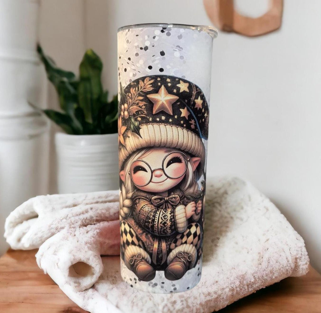 Cute Christmas Gnome Tumbler Can Be Personalized, Includes A Reusable Straw, Winter Gnomes Tumbler, Great For Hot and Cold Beverages