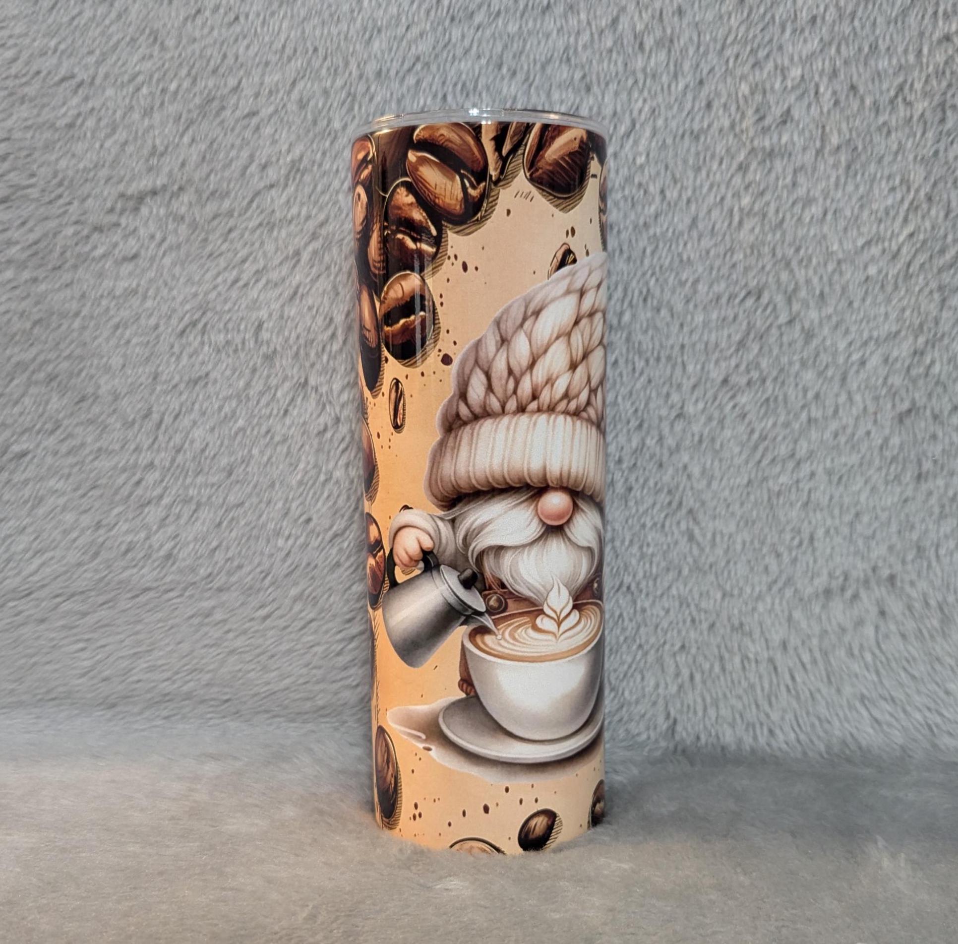 Coffee Gnome Tumbler Can Be Personalized, Cup With Name, Includes A Reusable Straw, Gnome Gift, Gnome Coffee Tumbler, 20oz Skinny Tumbler
