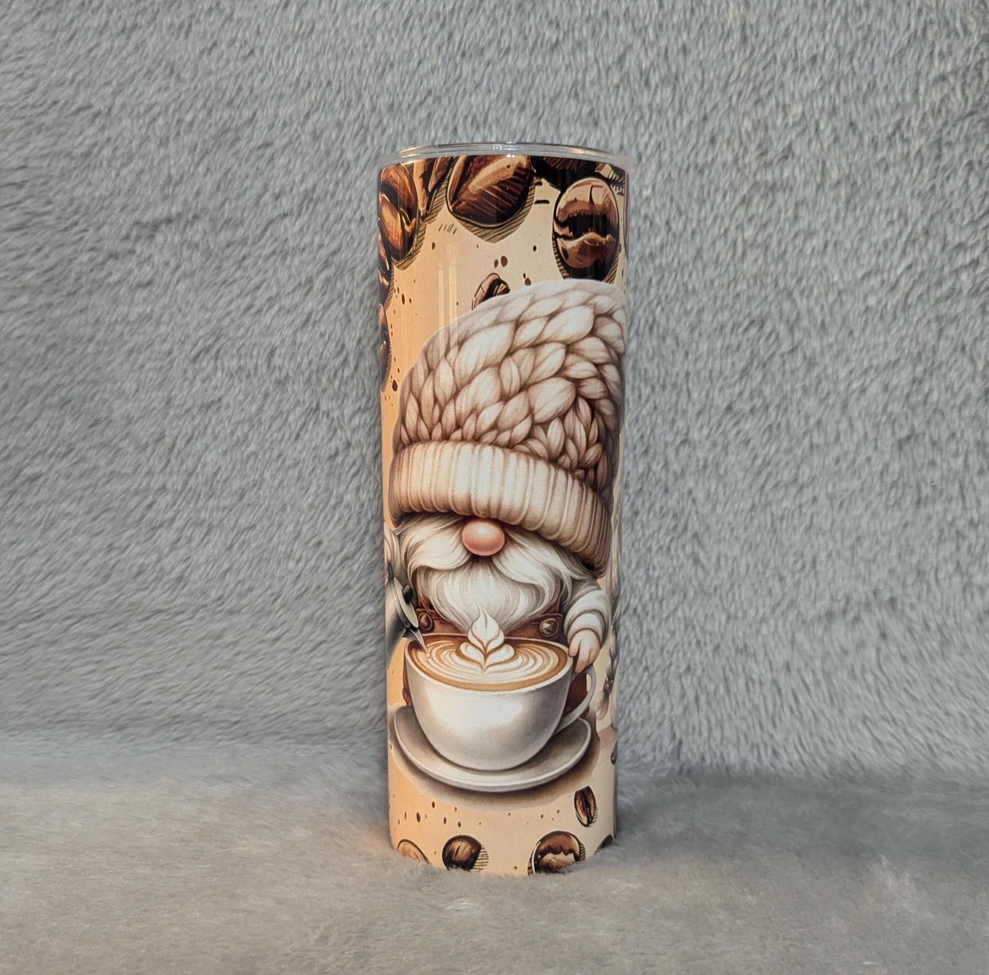 Coffee Gnome Tumbler Can Be Personalized, Cup With Name, Includes A Reusable Straw, Gnome Gift, Gnome Coffee Tumbler, 20oz Skinny Tumbler