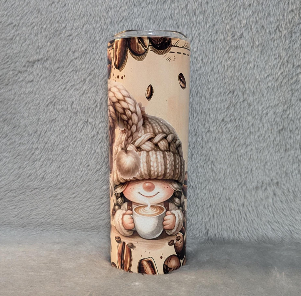 Coffee Gnome Tumbler Can Be Personalized, Cup With Name, Includes A Reusable Straw, Gnome Gift, Gnome Coffee Tumbler, 20oz Skinny Tumbler