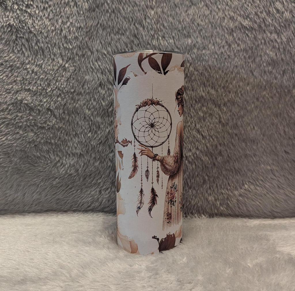 Boho Flower Girl Tumbler Can Be Personalized, 20oz Tumbler For Everyday Use - Hot Or Cold Drinks, Includes A Reusable Straw