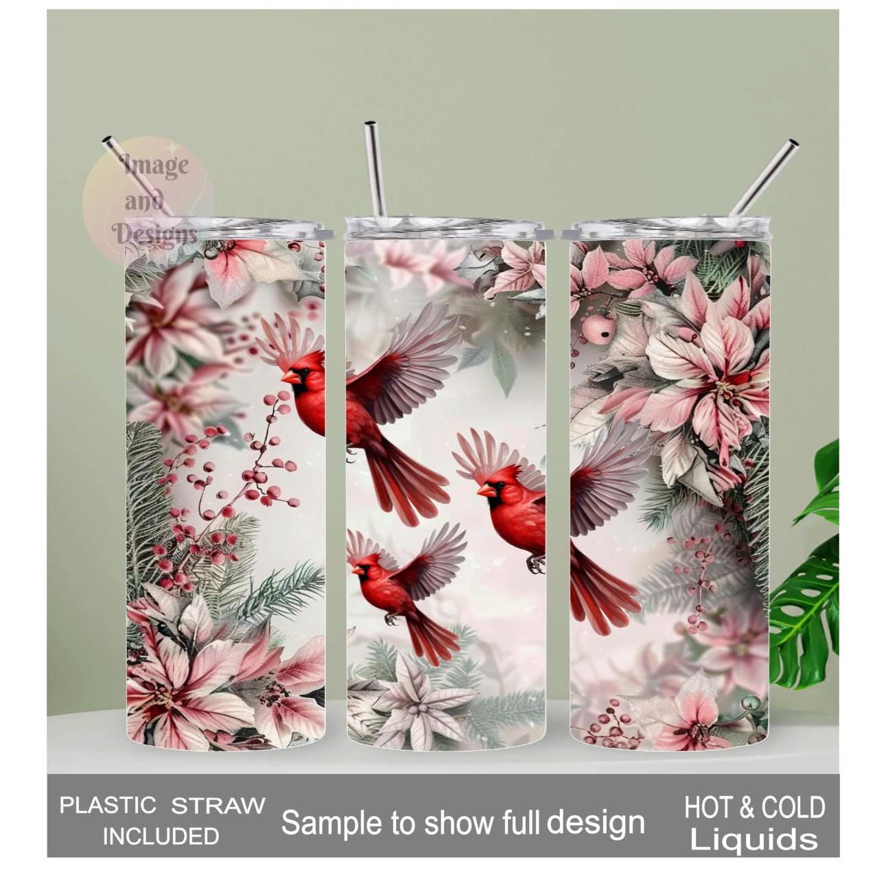 Floral Cardinal Tumbler Can Be Personalized, Cardinal Birds Cup, Personalized Tumbler, Bird Lovers Gift, Bird Lovers Cup, Bird Cup With Name