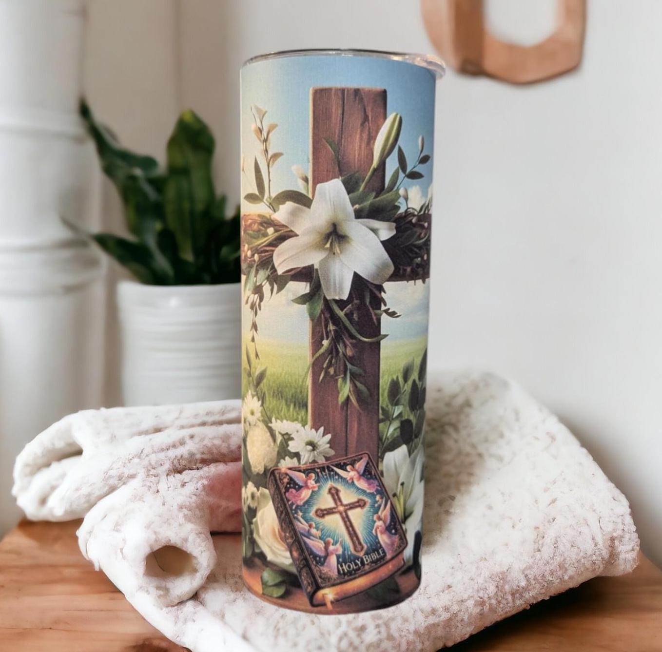Religious Cross Tumbler, 20oz Tumbler With Reusable Straw, Religious Tumbler, Inspirational Gift, Christian Tumbler, Hot Or Cold Drinkware