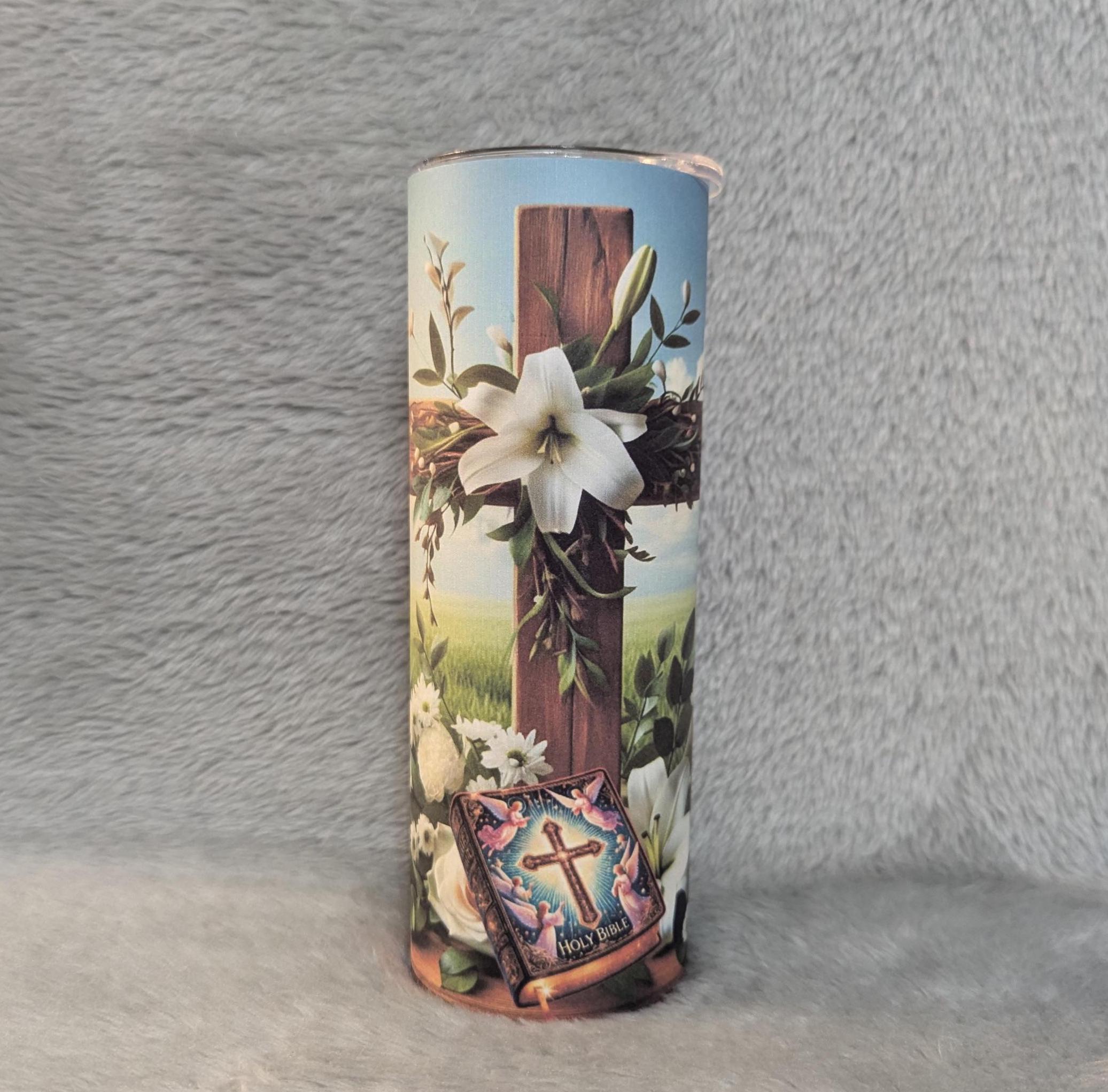 Religious Cross Tumbler, 20oz Tumbler With Reusable Straw, Religious Tumbler, Inspirational Gift, Christian Tumbler, Hot Or Cold Drinkware
