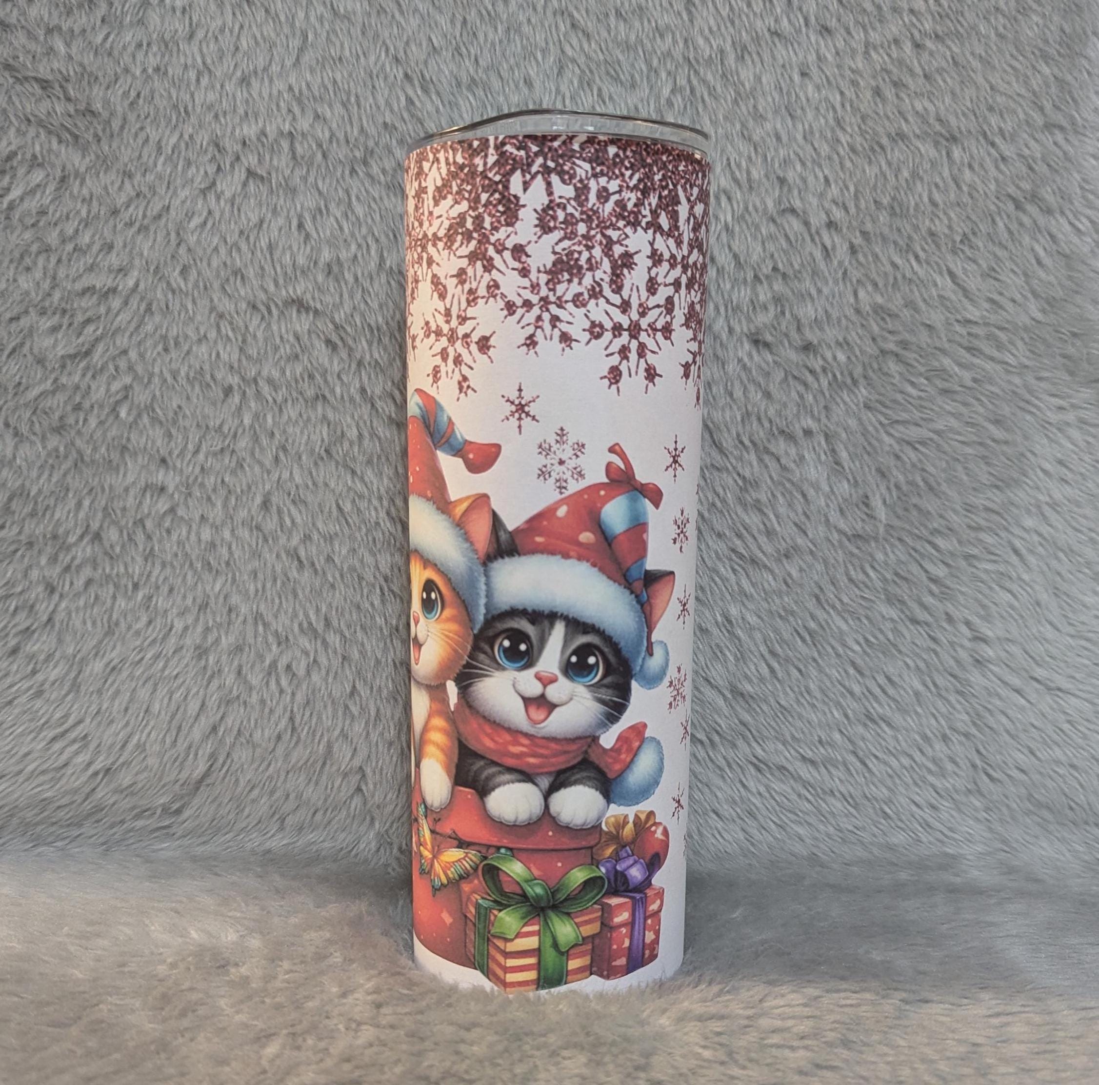Christmas Kittens Tumbler Can Be Personalized, Christmas Tumbler Gift, Cup With Name, Christmas Gift, Holiday Tumbler, 20oz Tumbler