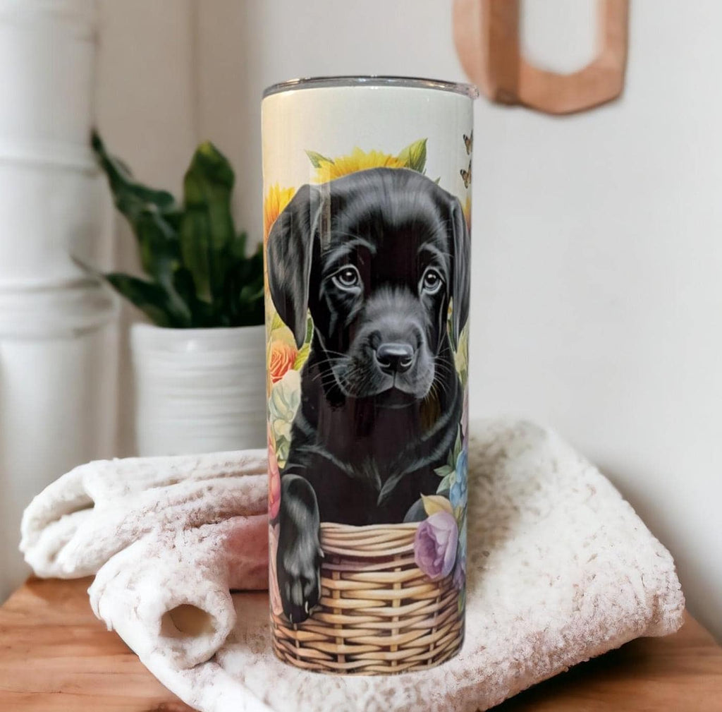 Black Labrador Puppy Tumbler That Can Be Personalized Includes A Straw, Cup With Name, Dog Lover Tumbler, Dog Lover Gift, Hot Or Cold Drinks