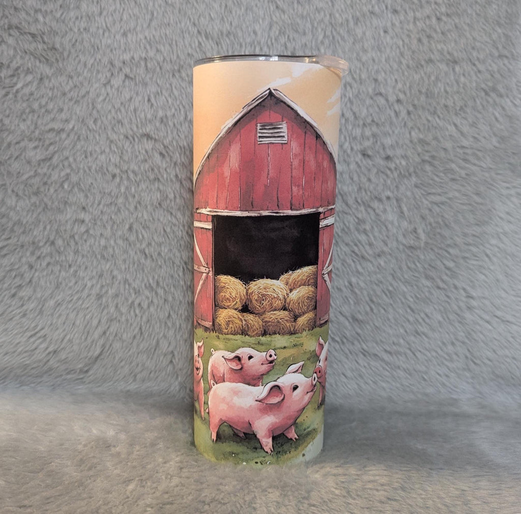 Cute Pig Tumbler That Can Also Be Personalized, 20oz Skinny Tumbler For Hot Or Cold Drinks, Beautiful Gift For Pig Lovers