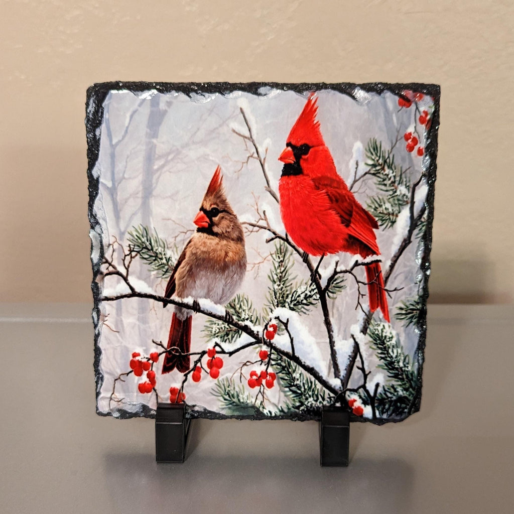 Slate Cardinal Picture With Display Legs