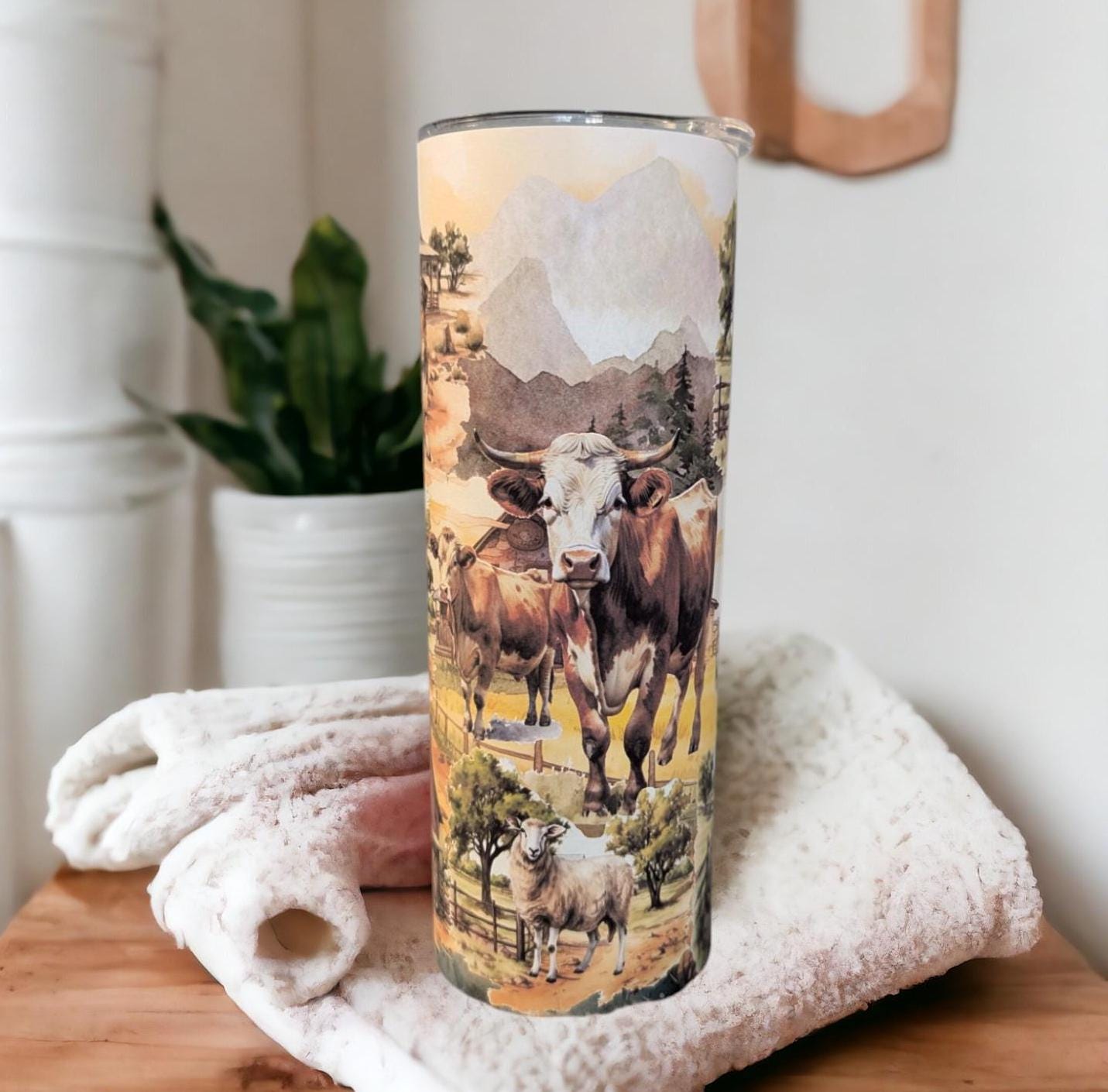 Farm Animal Tumbler 20oz With Reusable Straw