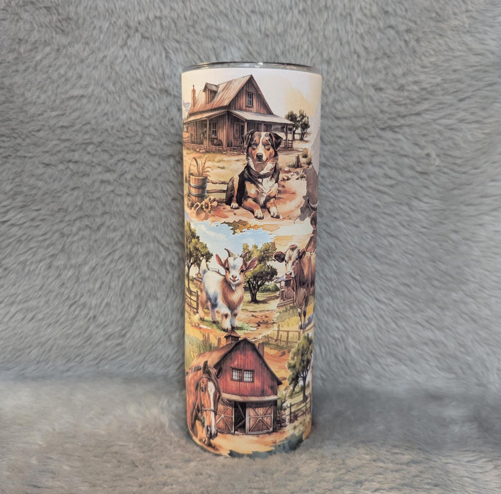 Farm Animal Tumbler 20oz With Reusable Straw
