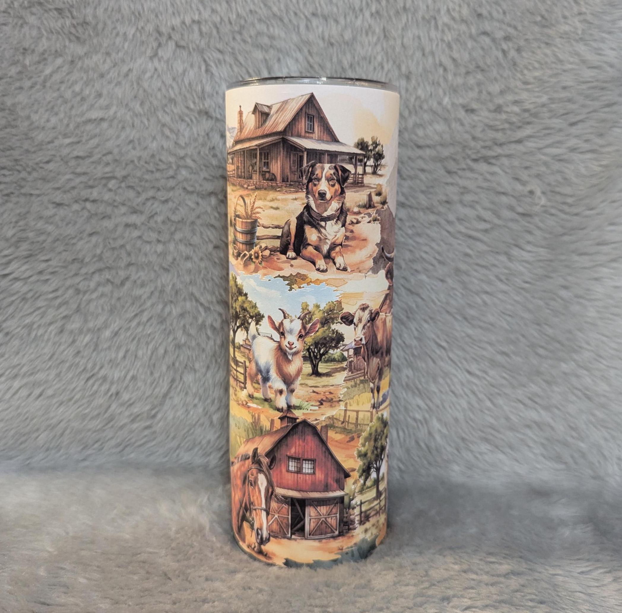 Farm Animal Tumbler 20oz With Reusable Straw