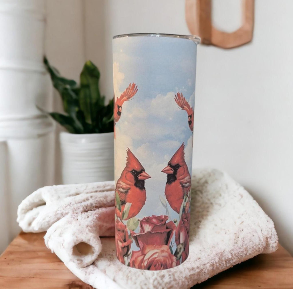 Cardinal Tumbler Can Be Personalized, Includes Reusable Straw, Cardinal Cup, Cardinal Gift, Bird Tumbler For Bird Lovers, Hot Or Cold Drinks