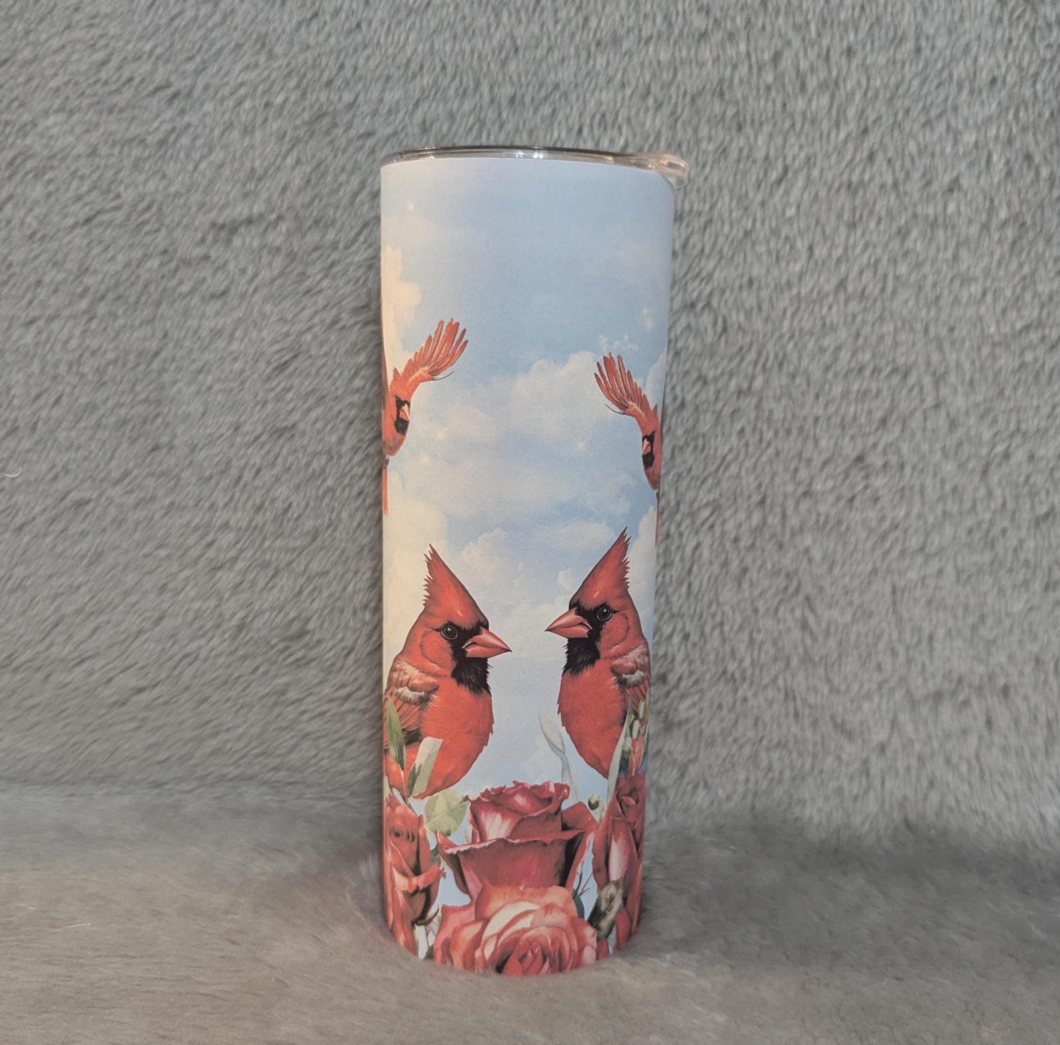 Cardinal Tumbler Can Be Personalized, Includes Reusable Straw, Cardinal Cup, Cardinal Gift, Bird Tumbler For Bird Lovers, Hot Or Cold Drinks