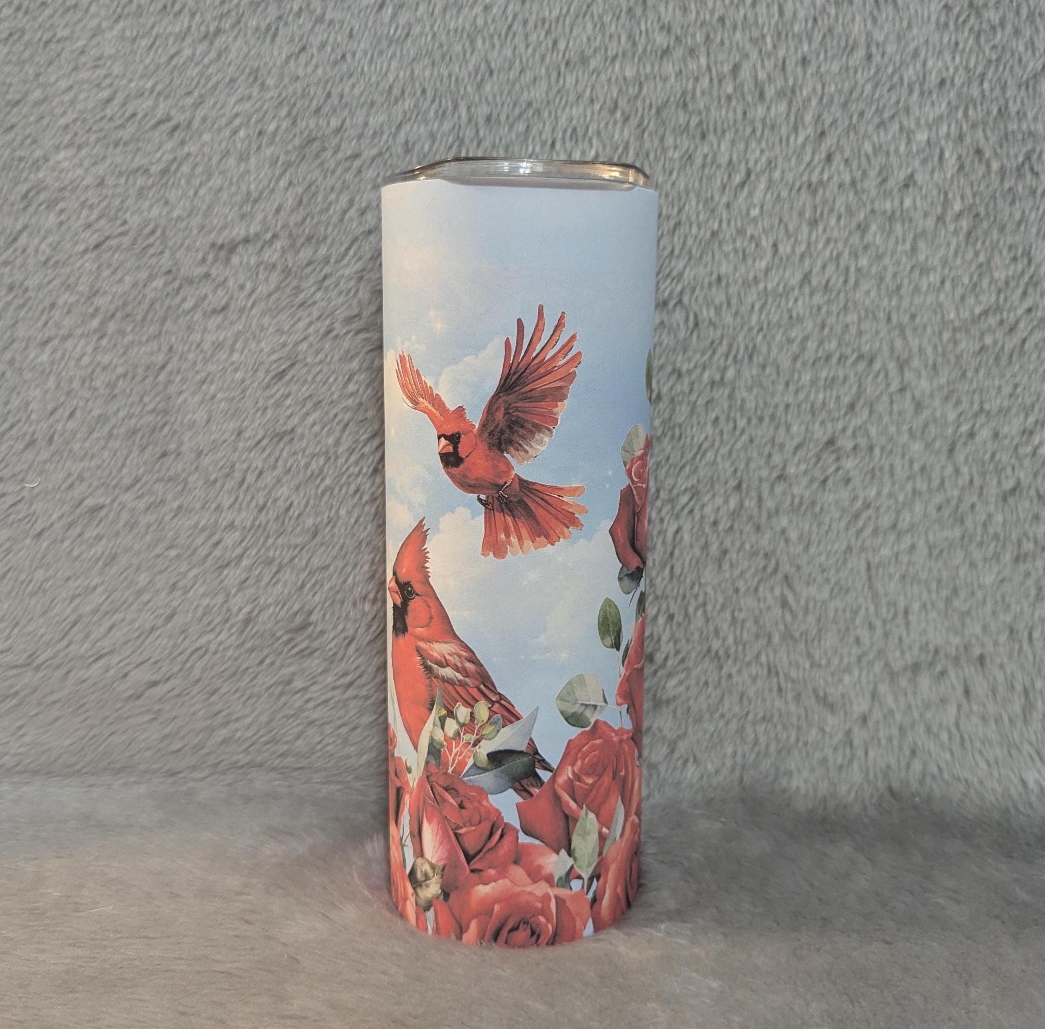 Cardinal Tumbler Can Be Personalized, Includes Reusable Straw, Cardinal Cup, Cardinal Gift, Bird Tumbler For Bird Lovers, Hot Or Cold Drinks