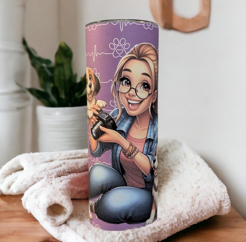 Dog Lady Tumbler Can Be Personalized, Dog Mom Tumbler, Dog Gifts, Includes Reusable Straw, For Home Or On The Go Hot Or Cold Drink