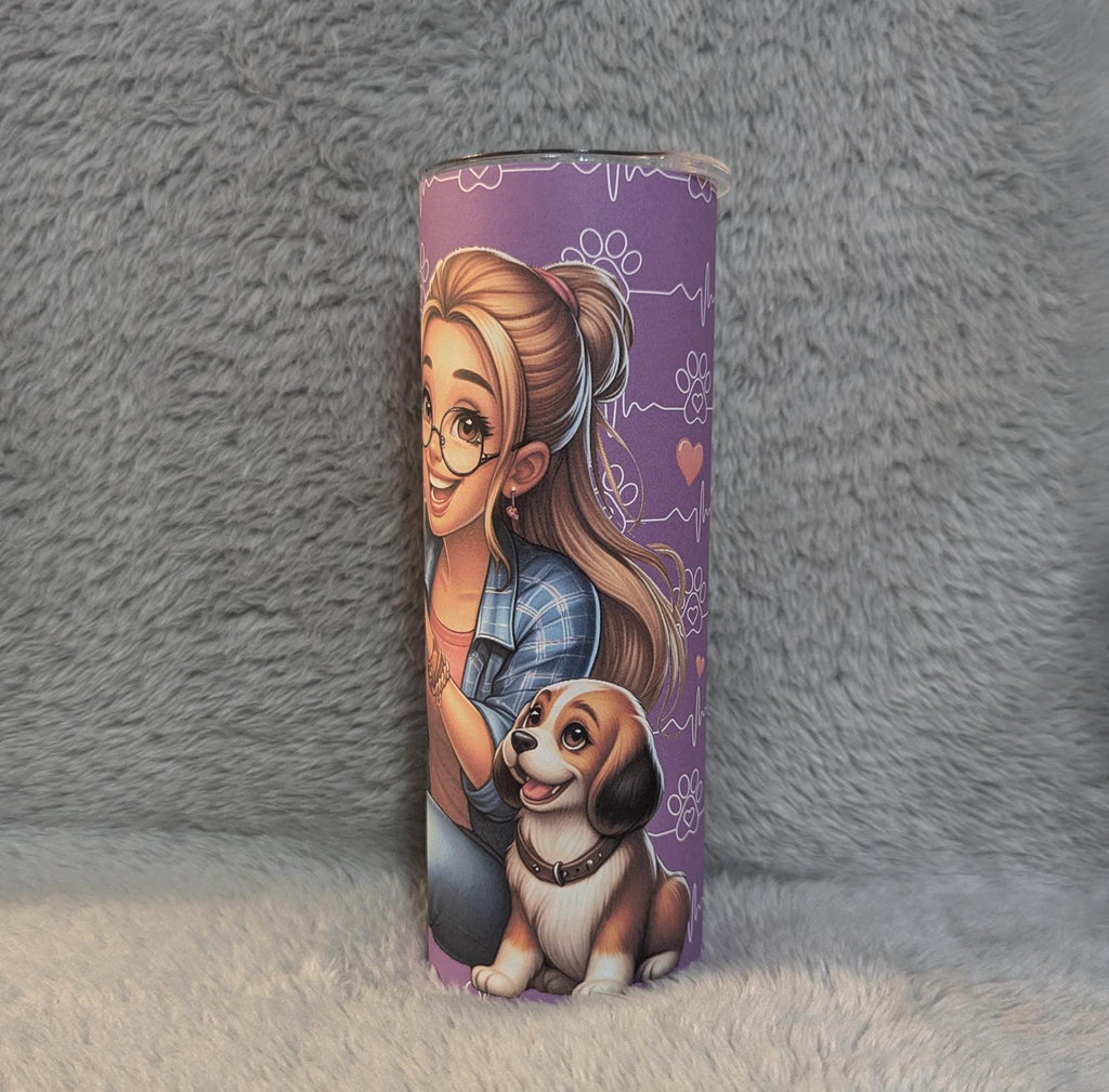 Dog Lady Tumbler Can Be Personalized, Dog Mom Tumbler, Dog Gifts, Includes Reusable Straw, For Home Or On The Go Hot Or Cold Drink